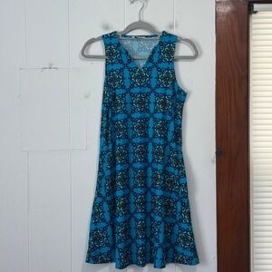 All For Color Womens Turquoise Blue Medallion Print V-Neck Shift Dress Pockets S